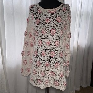 Grannycore Crochet Floral Granny Square Vibe Sweater